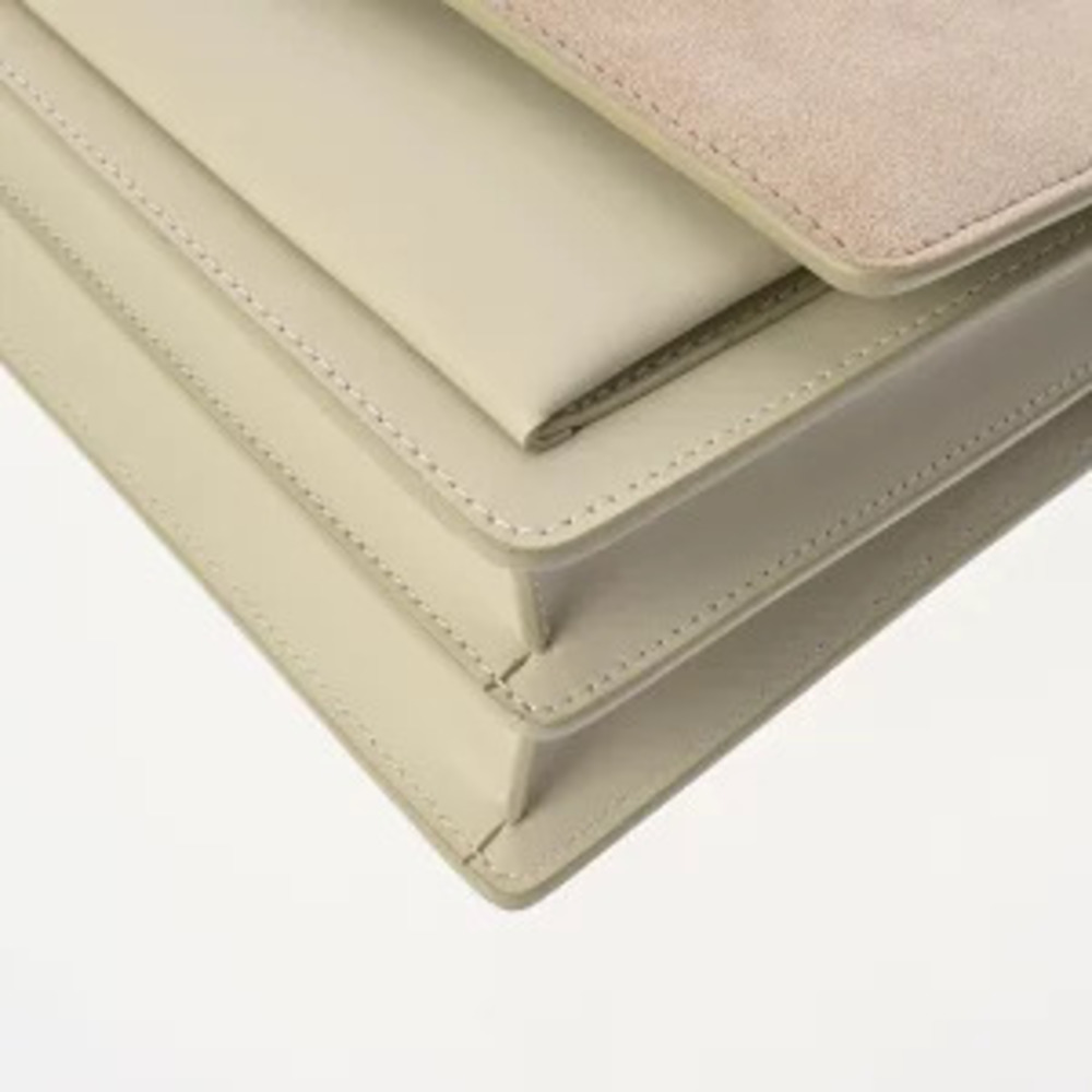 Saint Laurent Sunset Chain Shoulder Bag Beige Ivory White Smooth Leather Suede - Picture 7 of 9